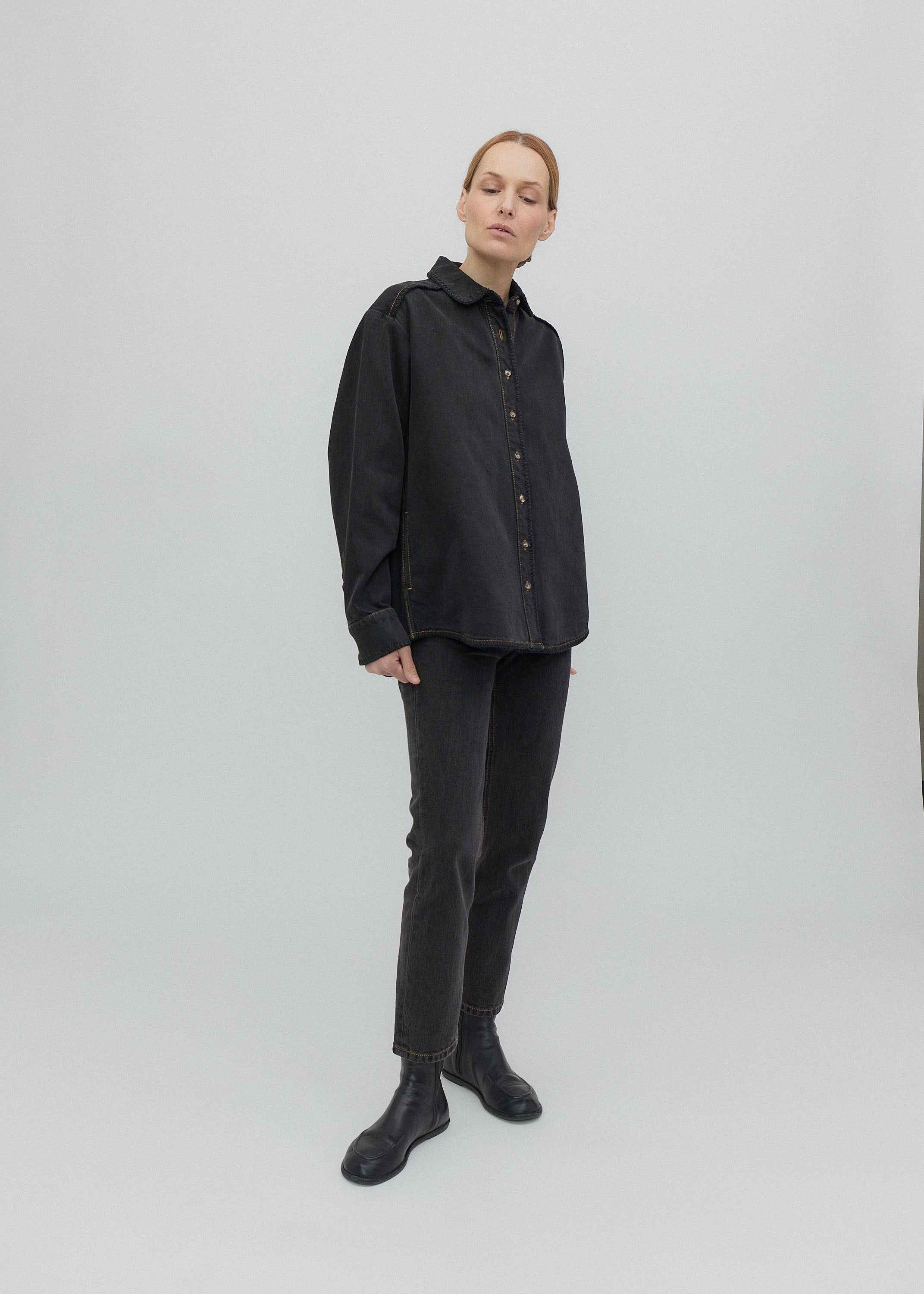Western Shirt in Washed Black