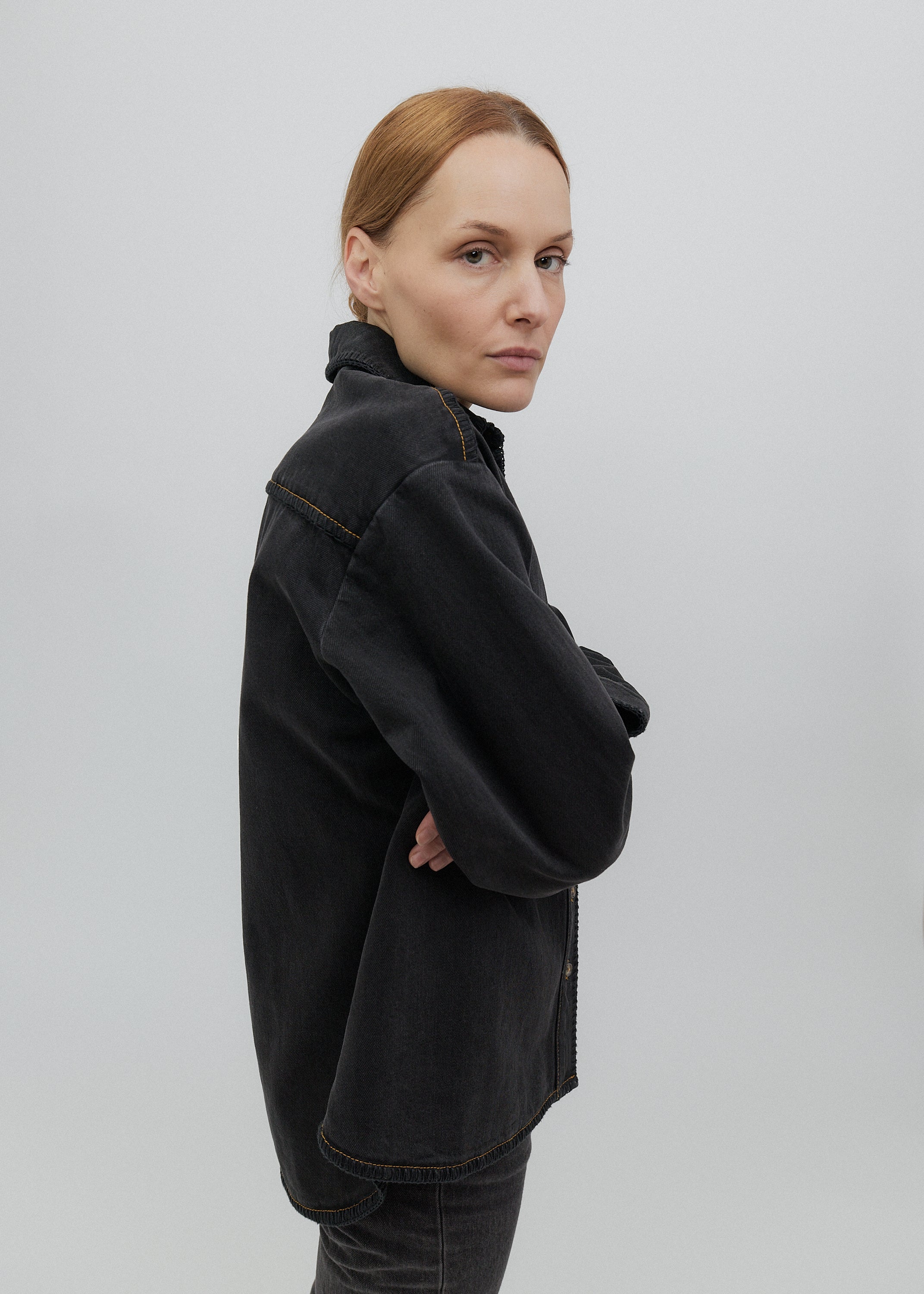 Western Shirt in Washed Black