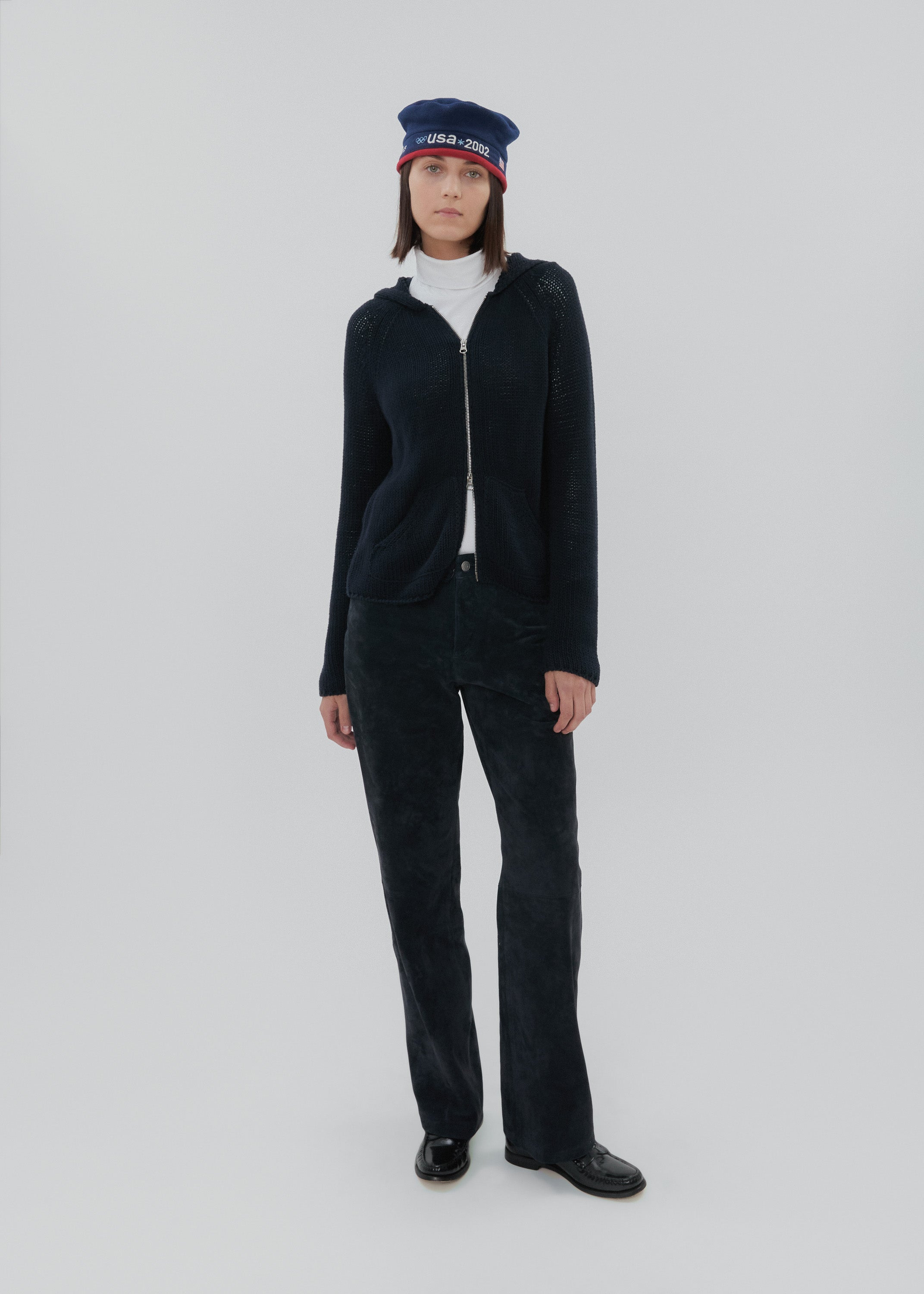 Bear Zip Up in Navy