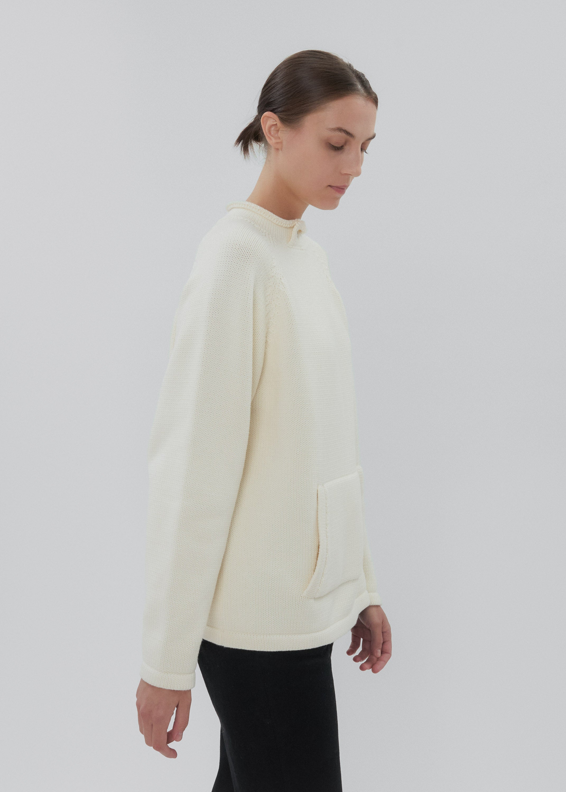 Snap Collar Sweater in Stone