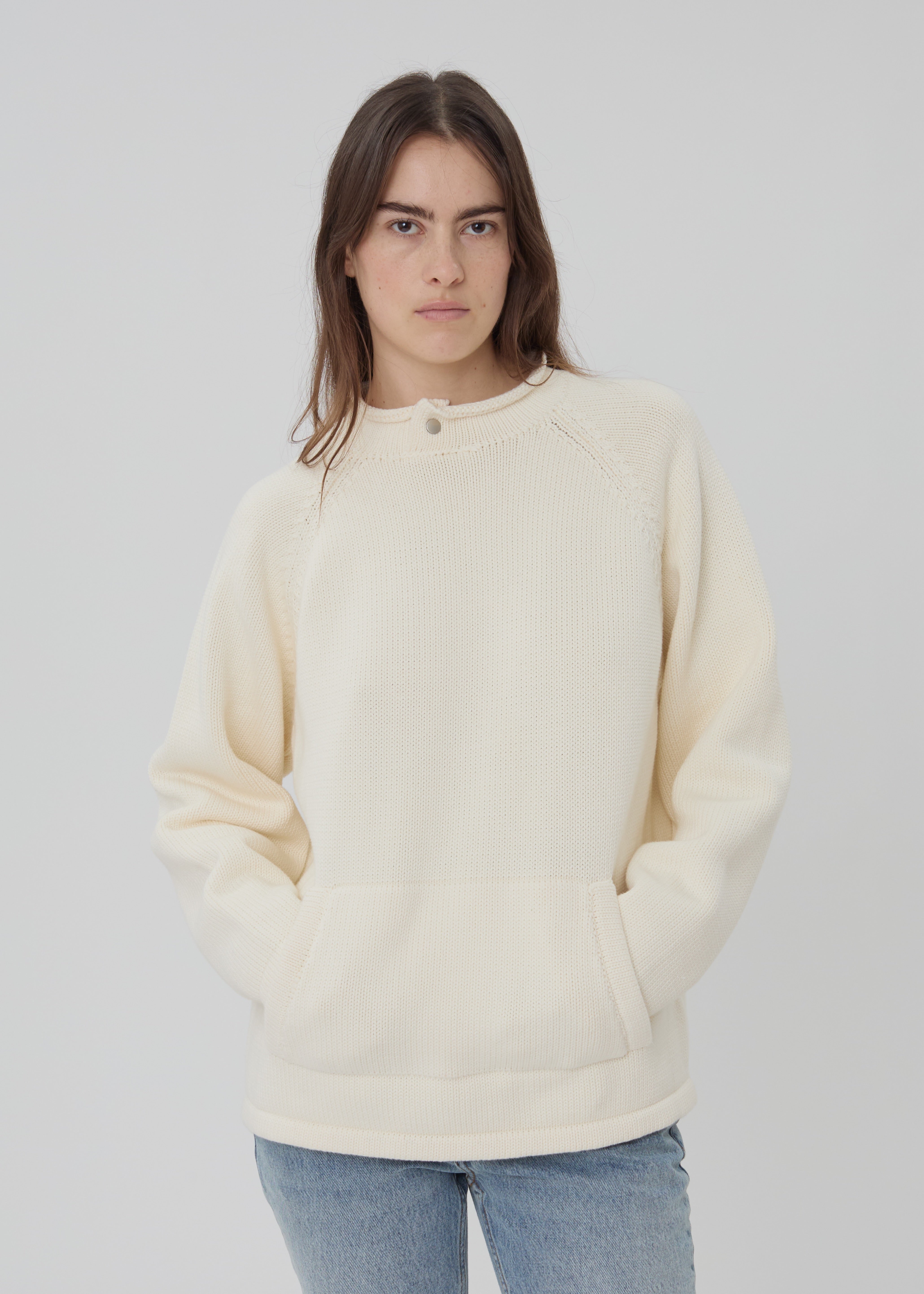 Snap Collar Sweater in Stone