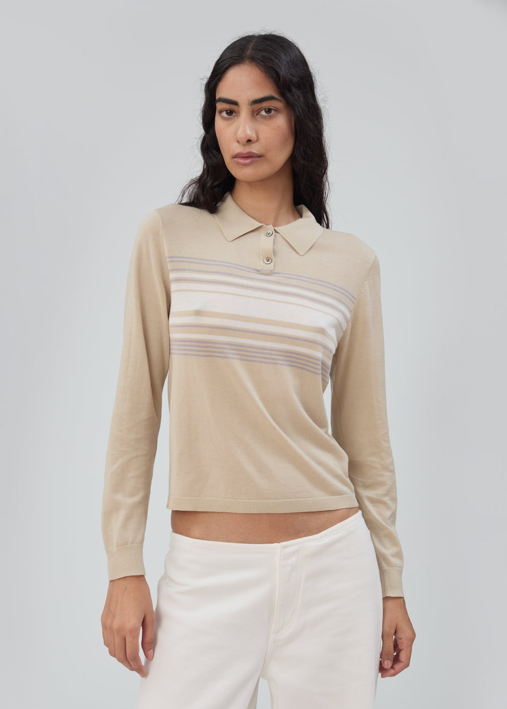 Daughter Sweater Long Sleeve in Beige Stripe