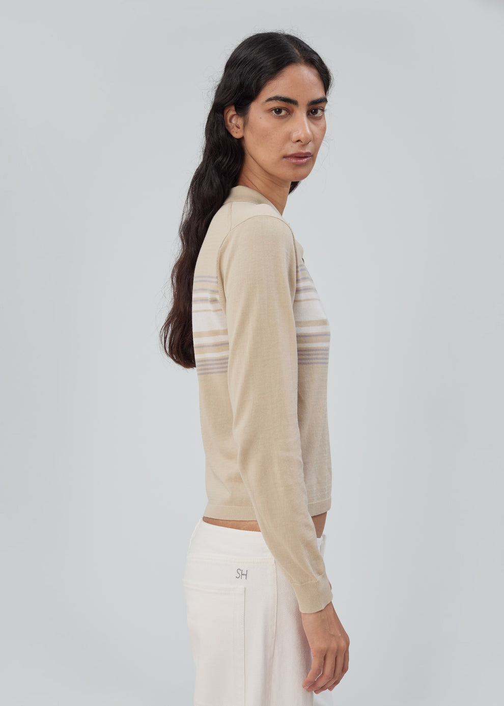 Daughter Sweater Long Sleeve in Beige Stripe