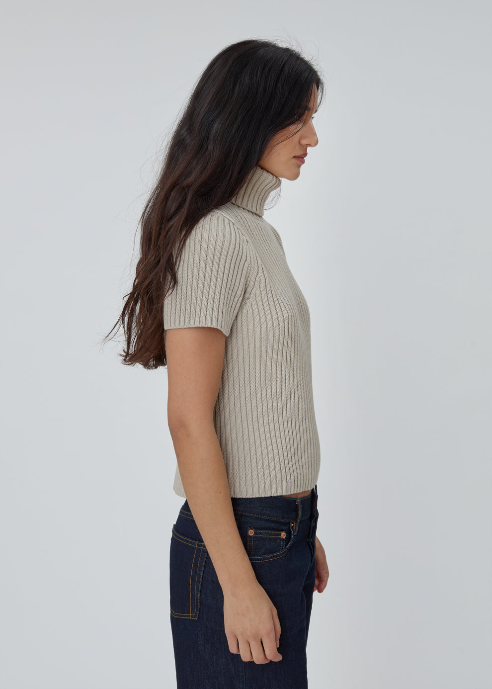 Miller Turtleneck Short Sleeve in Stone