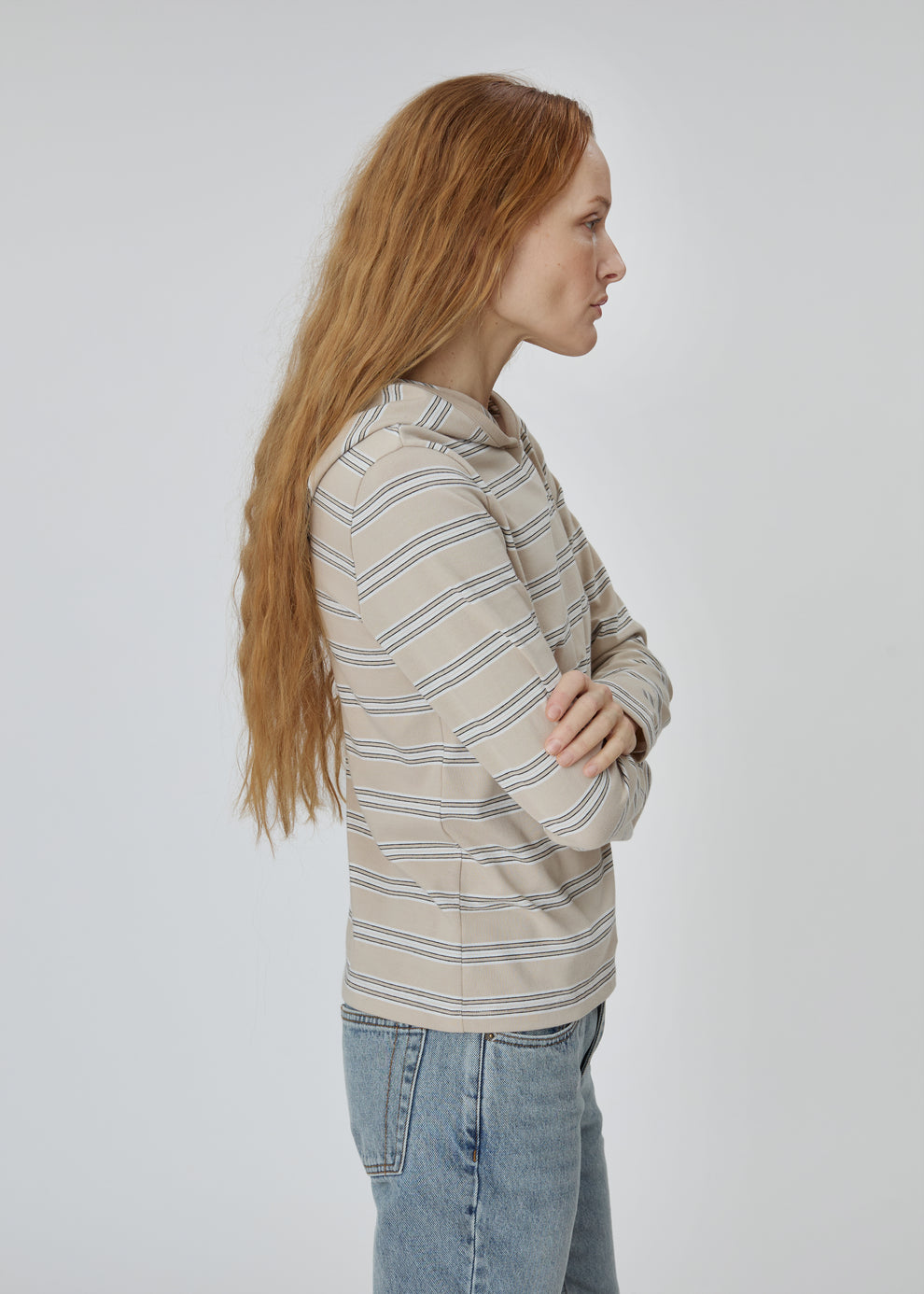 Nellie Shirt in Beige Stripe