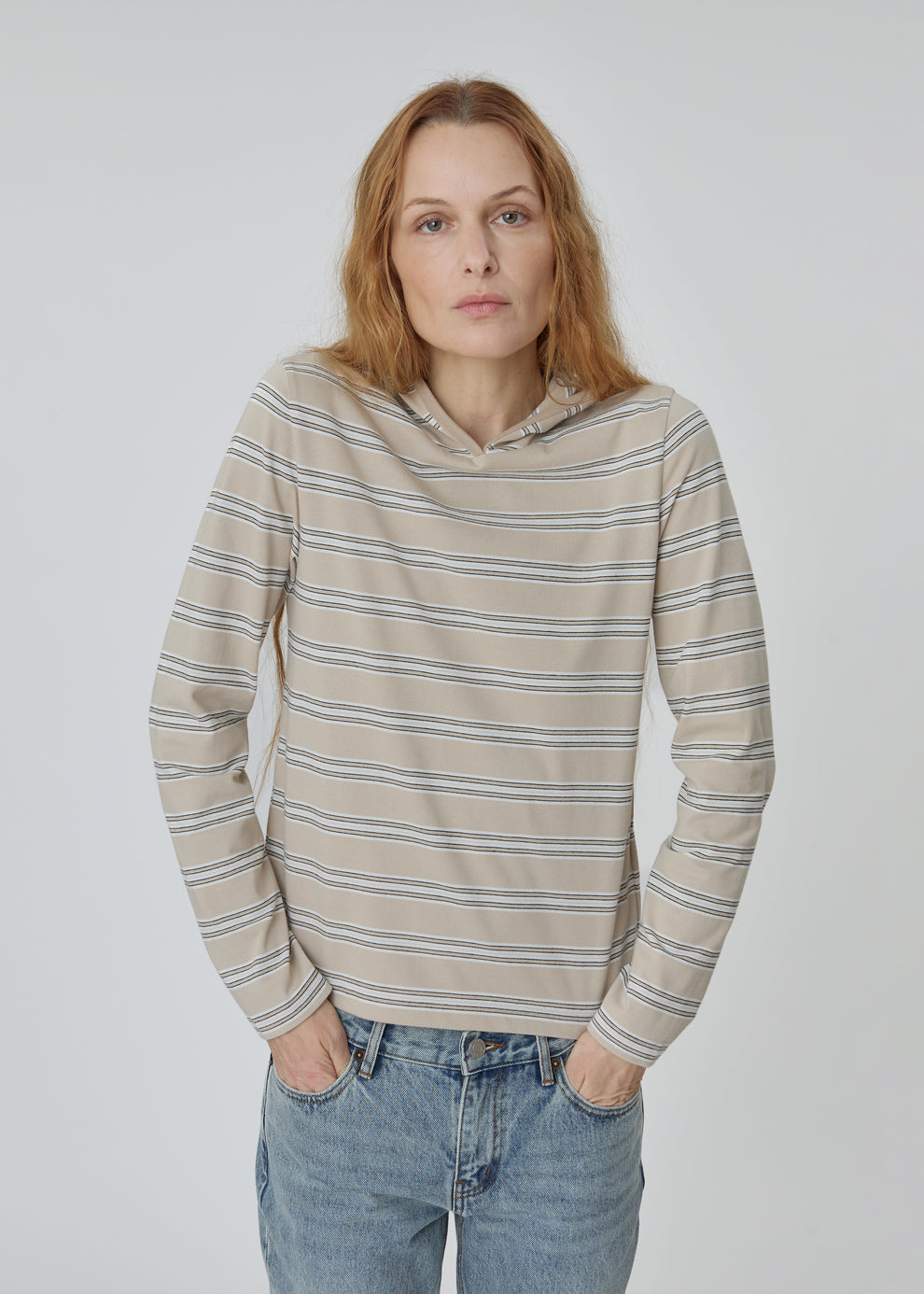 Nellie Shirt in Beige Stripe