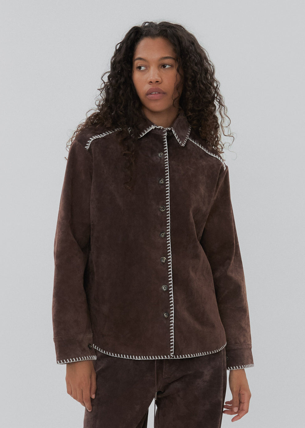 Western Shirt in Chocolate Suede